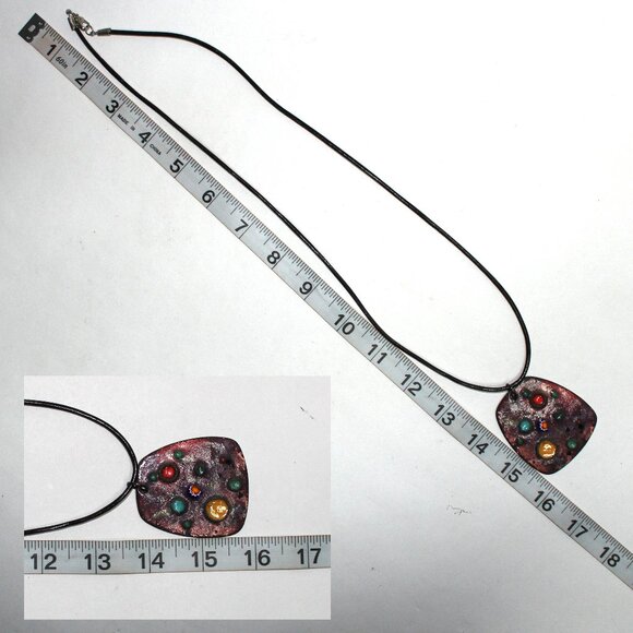 Lobster Clasp Pendant Necklace On Long Black Cord - Picture 7 of 9